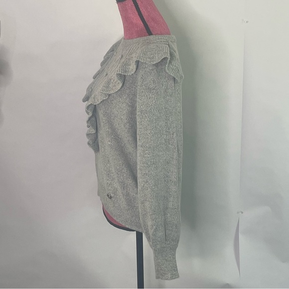 🆕 Adrienne Vittadini gray fall sweater ruffle womens size Large office preppy - Picture 4 of 12